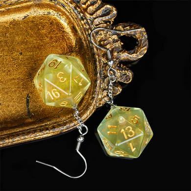 D20 Aurora Earrings: Yellow Jewelry Foam Brain Games