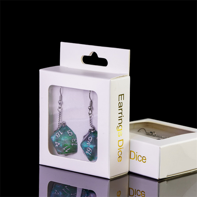 D20 Galaxy Earrings: Green & Purple Jewelry Foam Brain Games
