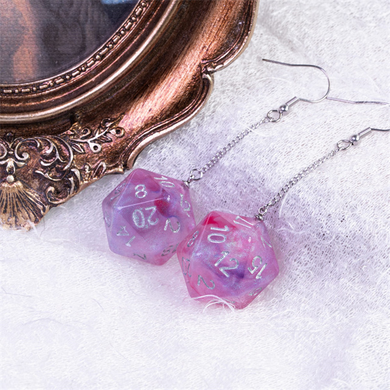 D20 Galaxy Earrings: Purple & Red Jewelry Foam Brain Games
