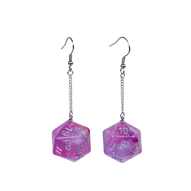 D20 Galaxy Earrings: Purple & Red Jewelry Foam Brain Games