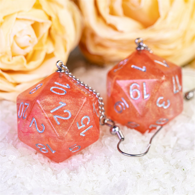 D20 Galaxy Earrings: Red & Orange Jewelry Foam Brain Games