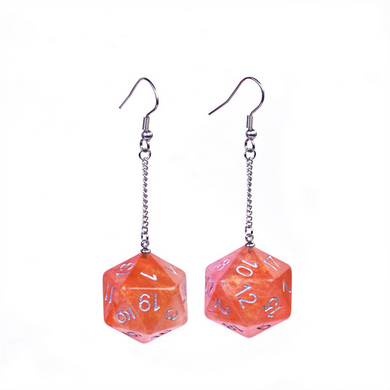 D20 Galaxy Earrings: Red & Orange Jewelry Foam Brain Games
