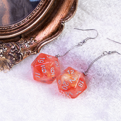 D20 Galaxy Earrings: Red & Orange Jewelry Foam Brain Games