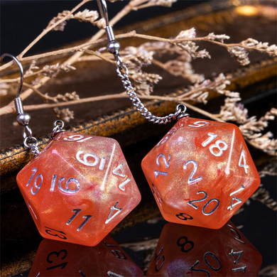 D20 Galaxy Earrings: Red & Orange Jewelry Foam Brain Games