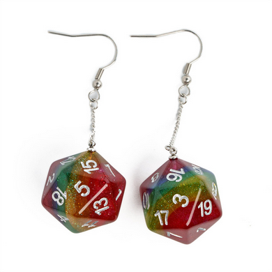 D20 Earrings: Glitter Rainbow Jewelry Foam Brain Games