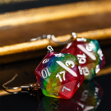 D20 Earrings: Glitter Rainbow Jewelry Foam Brain Games
