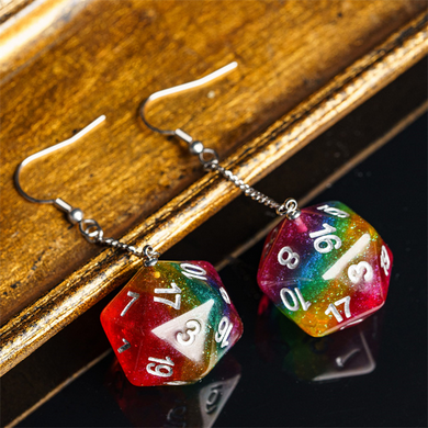 D20 Earrings: Glitter Rainbow Jewelry Foam Brain Games