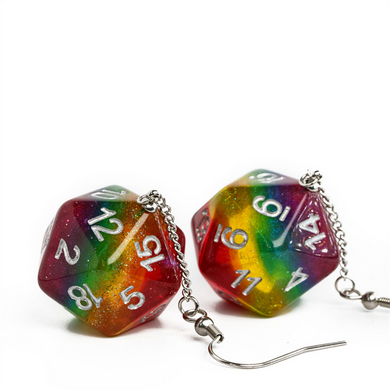 D20 Earrings: Glitter Rainbow Jewelry Foam Brain Games