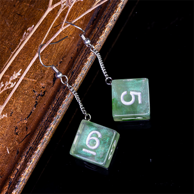 D6 Galaxy Earrings: Green & Purple Jewelry Foam Brain Games