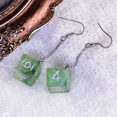 D6 Galaxy Earrings: Green & Purple Jewelry Foam Brain Games
