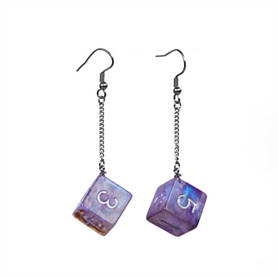 D6 Galaxy Earrings: Purple & Black Jewelry Foam Brain Games