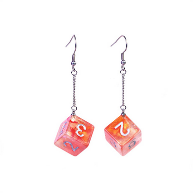 D6 Galaxy Earrings: Red & Orange Jewelry Foam Brain Games