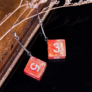 D6 Galaxy Earrings: Red & Orange Jewelry Foam Brain Games
