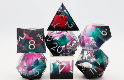 Sharp Edge Resin RPG Dice Set - Daytona Plastic Dice Foam Brain Games