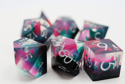 Sharp Edge Resin RPG Dice Set - Daytona Plastic Dice Foam Brain Games