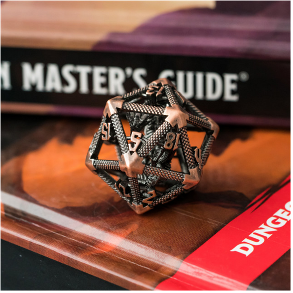Hollow Dragon Keep D20 - Copper Metal Dice Foam Brain Games
