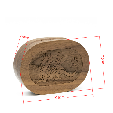 Dragon - Walnut Wood Dice Box (Oval) Dice Box Foam Brain Games