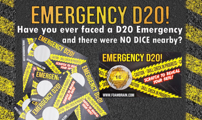 Emergency D20 Scratch Off Card (Pack of 10 cards)  Foam Brain Games