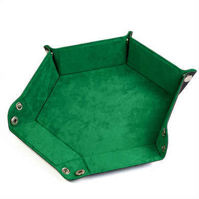 Leatherette & Velvet Dice Tray (Emerald Hex) Dice Tray Foam Brain Games