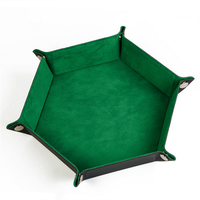 Leatherette & Velvet Dice Tray (Emerald Hex) Dice Tray Foam Brain Games