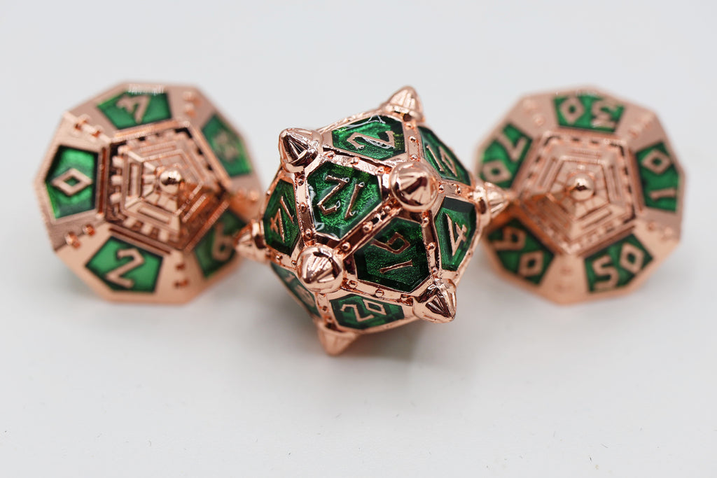 Dice 51: Emerald Meteor Shower - Metal RPG Dice Set Metal Dice Foam Brain Games