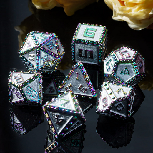 Brigandine Armor: Enchanted - Metal RPG Dice Set Metal Dice Foam Brain Games