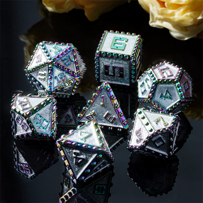 Brigandine Armor: Enchanted - Metal RPG Dice Set Metal Dice Foam Brain Games