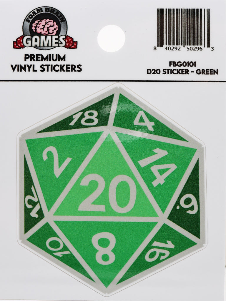D20 Sticker - Green Stickers Foam Brain Games