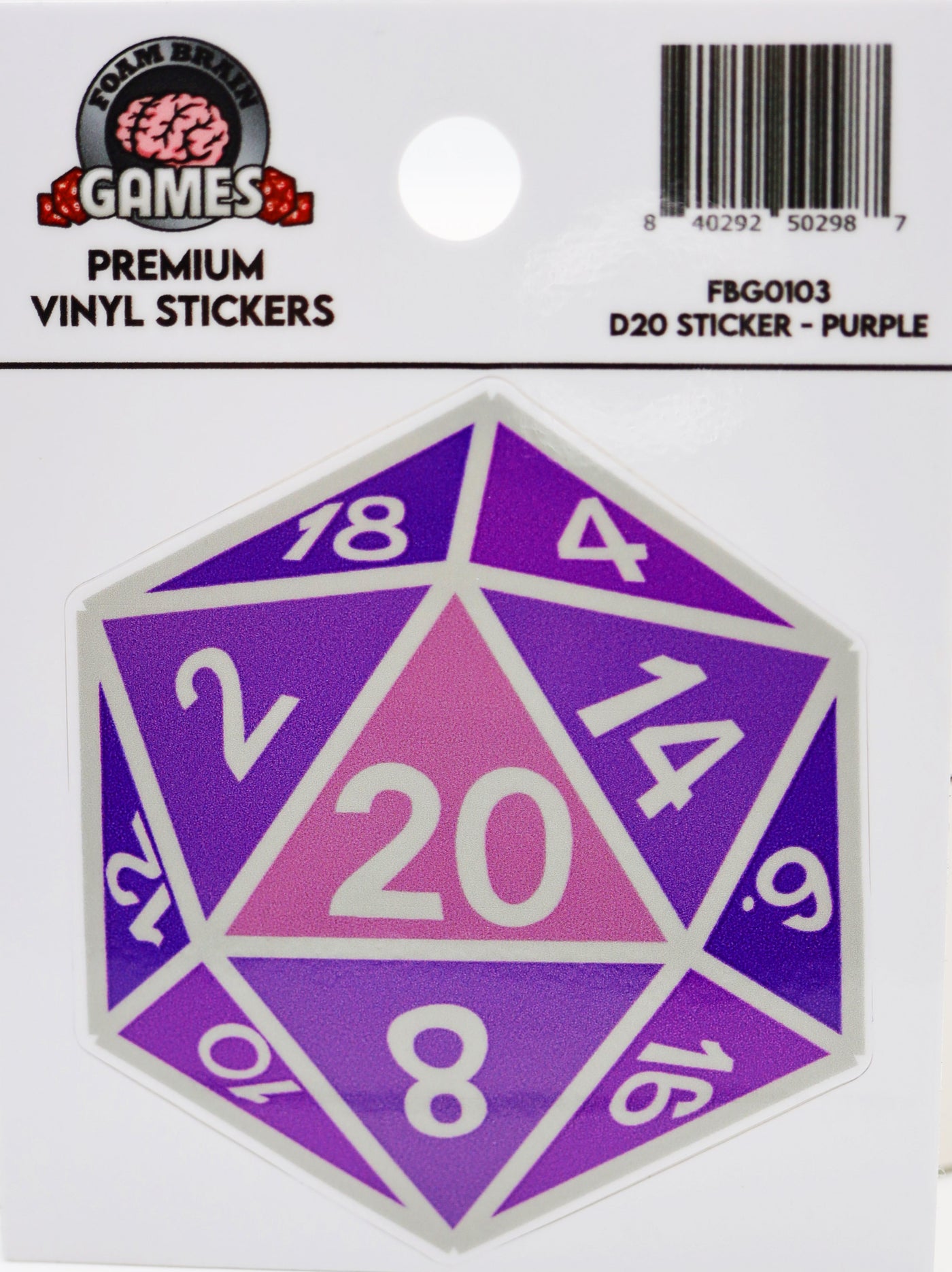 D20 Sticker - Purple Stickers Foam Brain Games