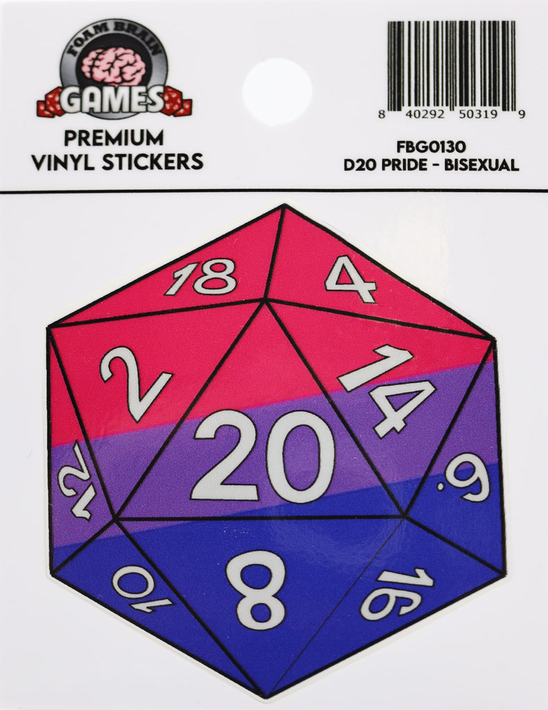 D20 Sticker - Bisexual Pride Stickers Foam Brain Games