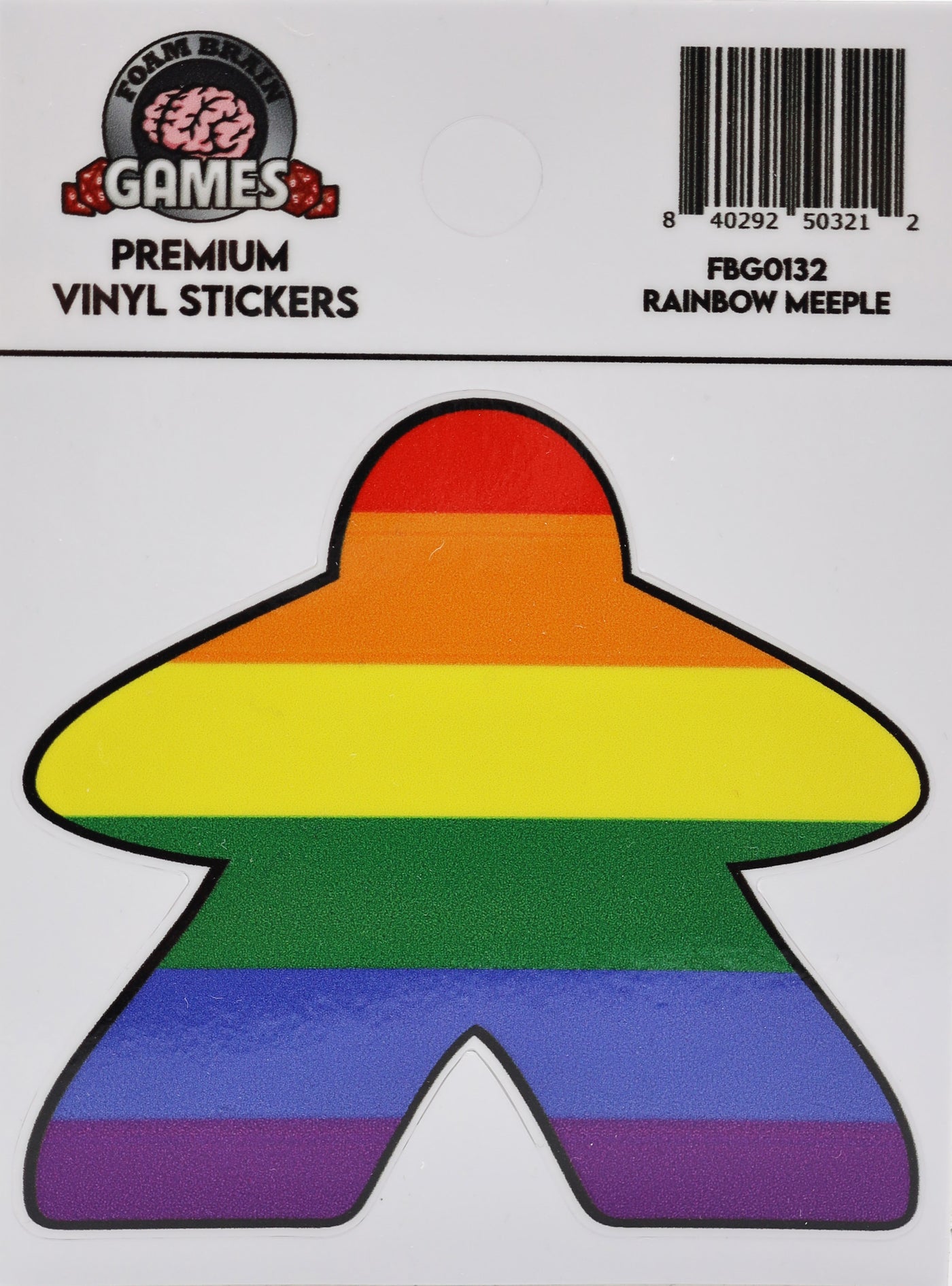 Rainbow Meeple Sticker Stickers Foam Brain Games