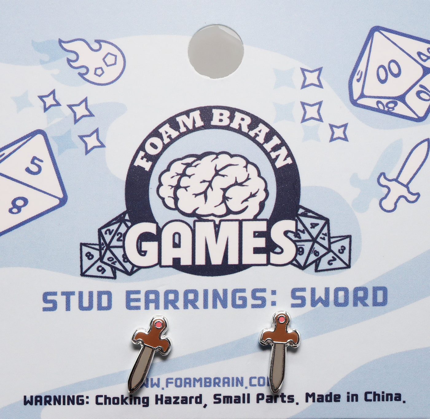 Stud Earrings: Sword Jewelry Foam Brain Games