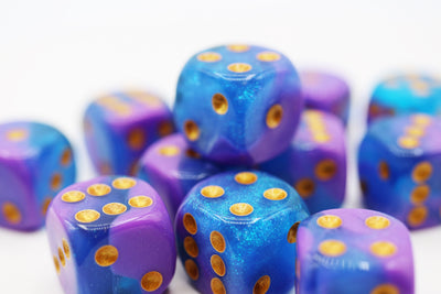 12 piece Pip D6's - Stratus Glitter Plastic Dice Foam Brain Games