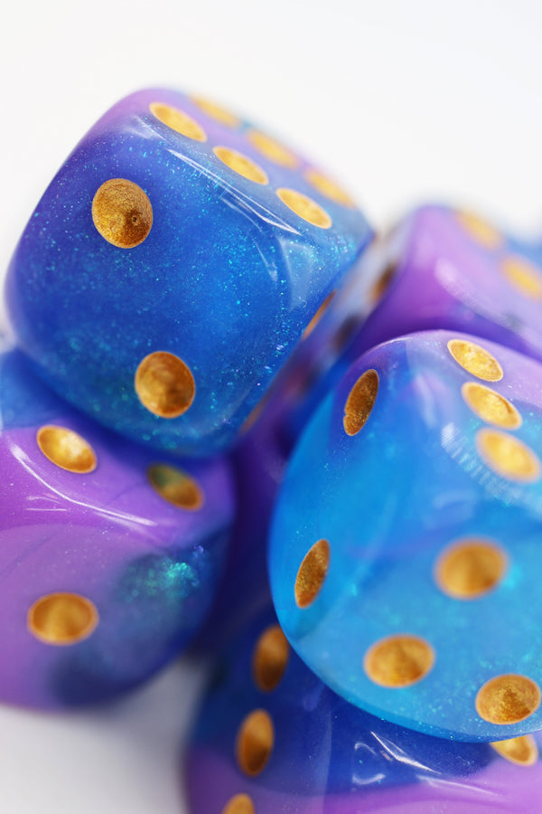 12 piece Pip D6s - Stratus Glitter Plastic Dice Foam Brain Games