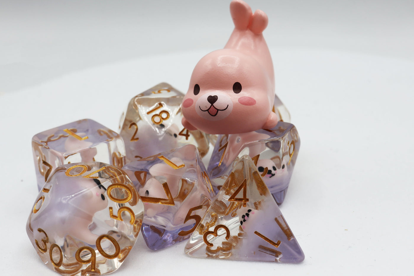 Pink Seal RPG Dice Set Plastic Dice Foam Brain Games