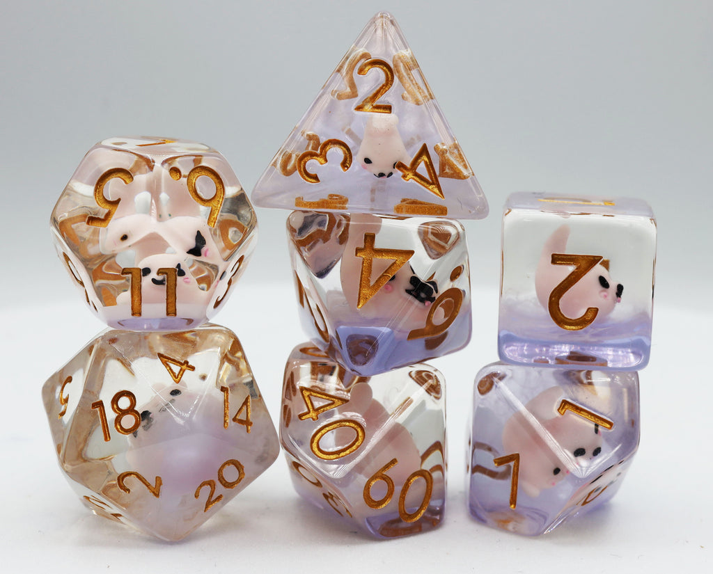 Pink Seal RPG Dice Set Plastic Dice Foam Brain Games