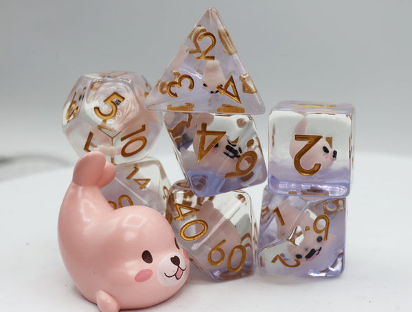 Pink Seal RPG Dice Set Plastic Dice Foam Brain Games