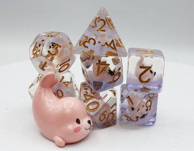 Pink Seal RPG Dice Set Plastic Dice Foam Brain Games