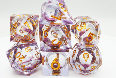 Sharp Edge Liquid Core RPG Dice Set - Purple Plastic Dice Foam Brain Games