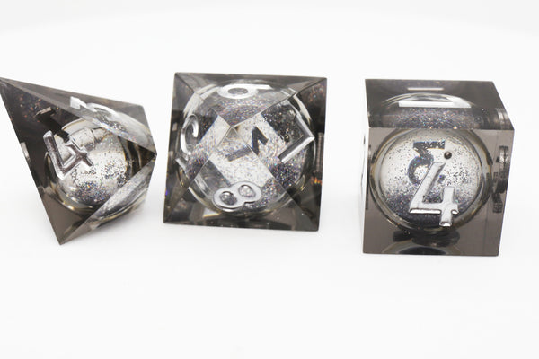 Sharp Edge Liquid Core RPG Dice Set - Black Plastic Dice Foam Brain Games