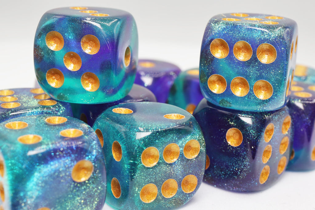 12 piece Pip D6's - Hocus-Pocus Glitter Plastic Dice Foam Brain Games