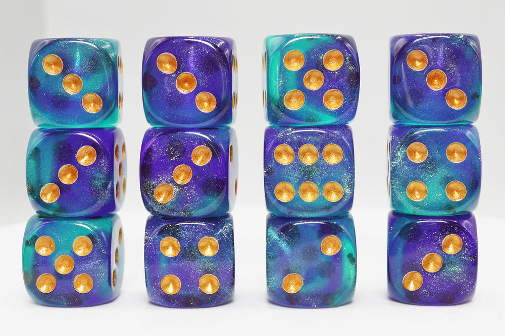 12 piece Pip D6s - Hocus-Pocus Glitter Plastic Dice Foam Brain Games