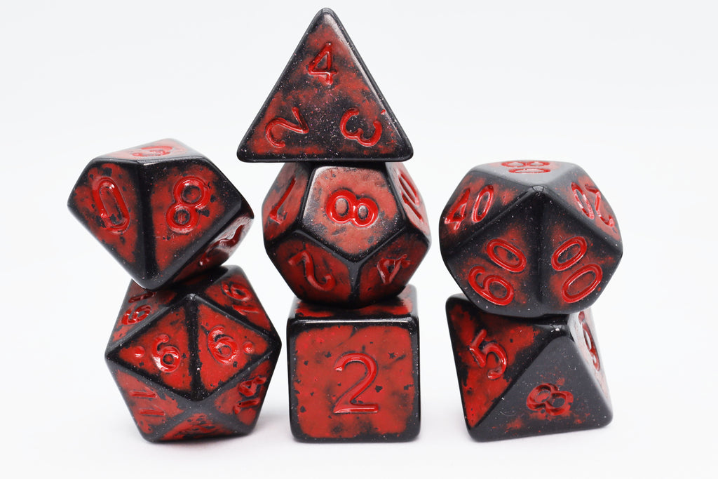 Timeworn Red RPG Dice Set Plastic Dice Foam Brain Games