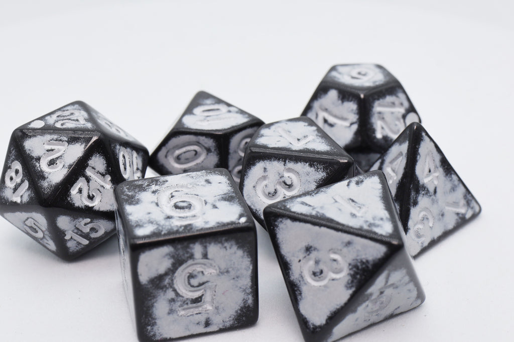 Timeworn White RPG Dice Set Plastic Dice Foam Brain Games