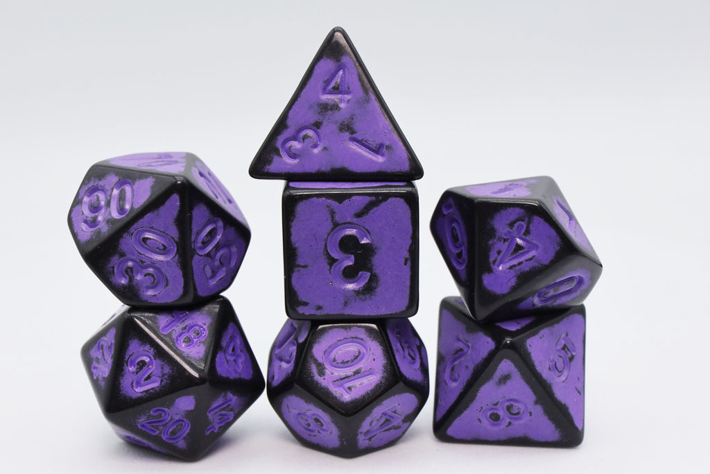 Timeworn Purple RPG Dice Set Plastic Dice Foam Brain Games