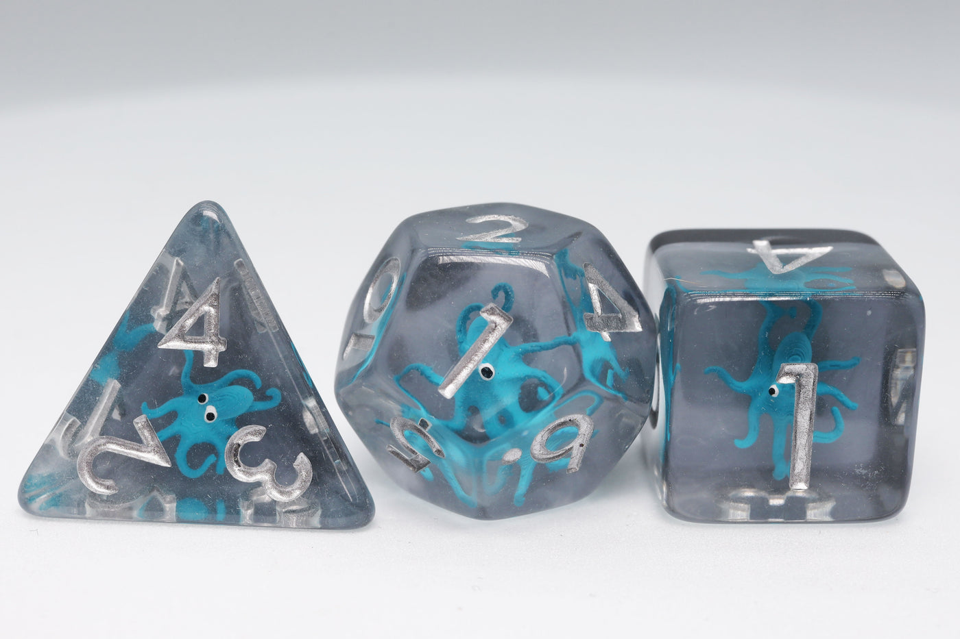 Teal Octopus RPG Dice Set Plastic Dice Foam Brain Games