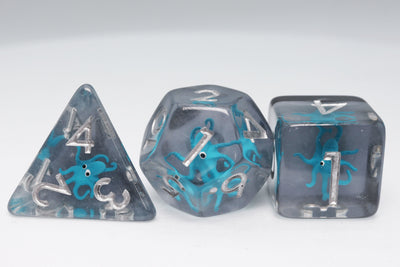 Teal Octopus RPG Dice Set Plastic Dice Foam Brain Games