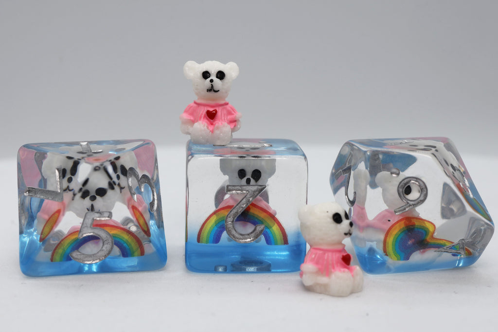 Rainbow & Teddy RPG Dice Set Plastic Dice Foam Brain Games