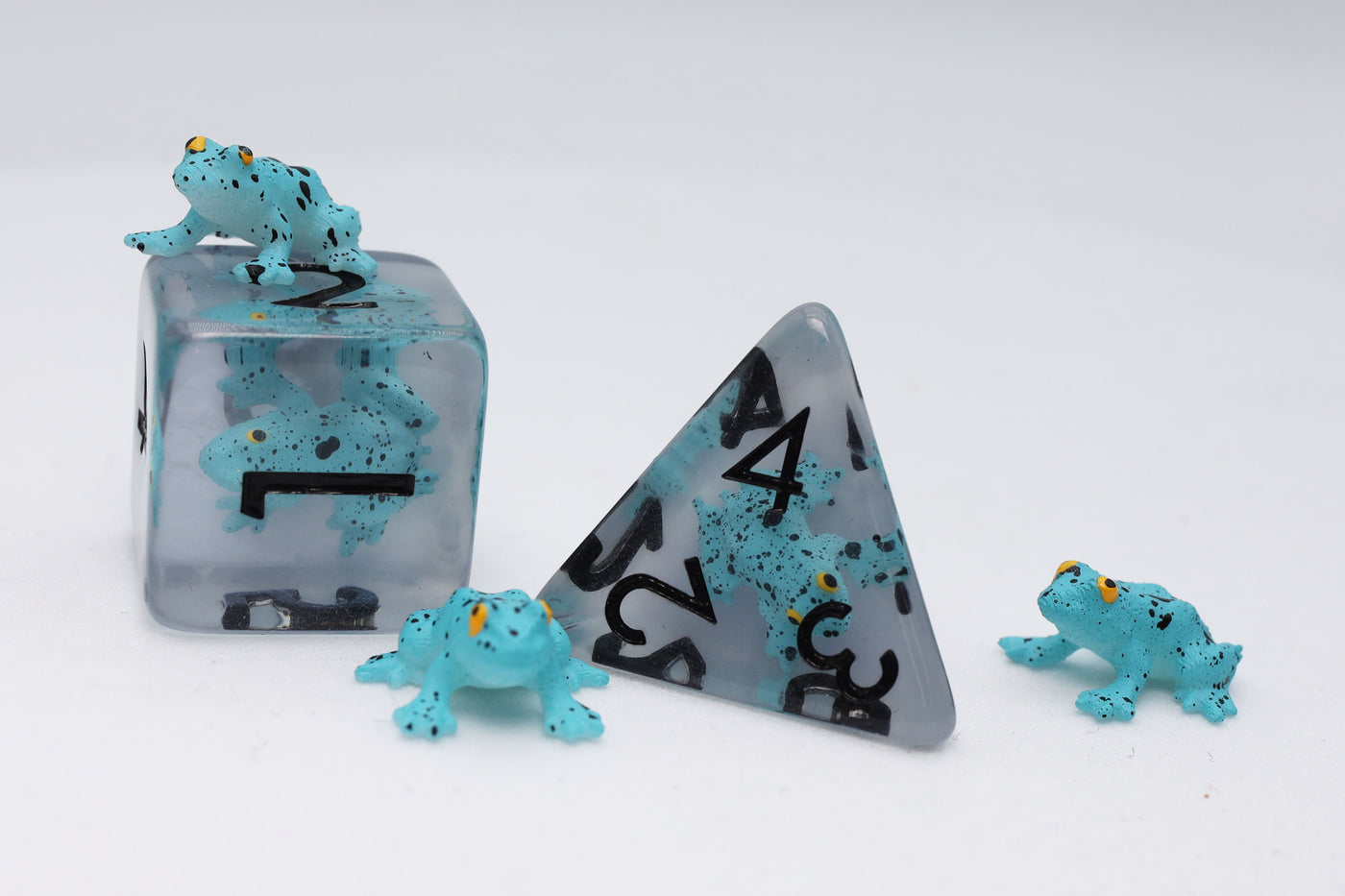 Blue Poison Frog RPG Dice Set Plastic Dice Foam Brain Games