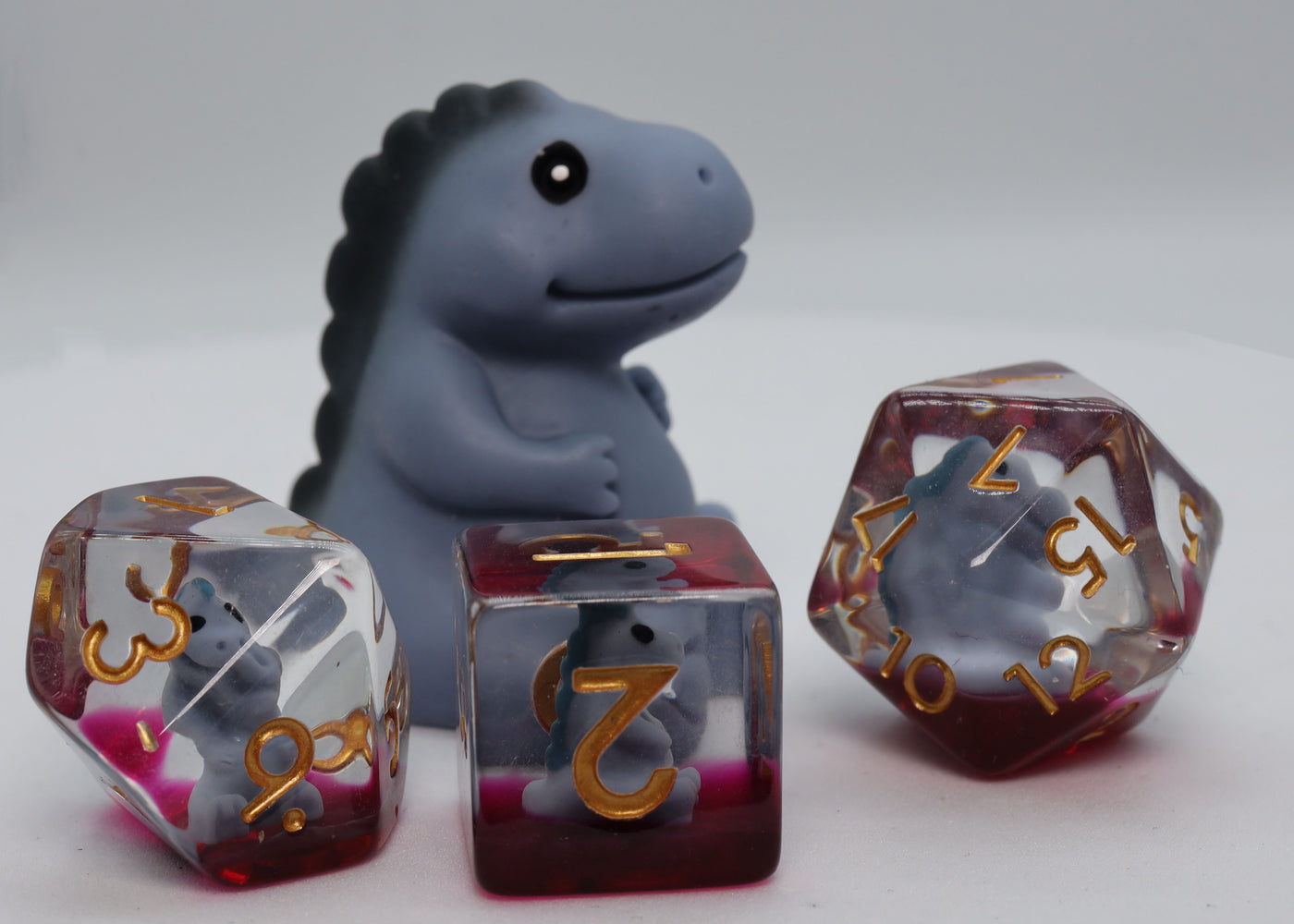 Gray T-Rex RPG Dice Set Plastic Dice Foam Brain Games